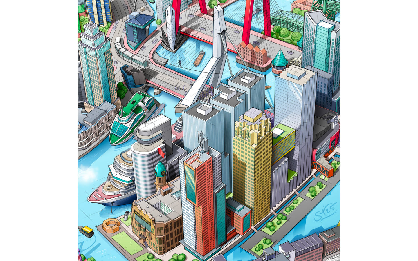 Puzzel Rotterdam in Vogelvlucht - afbeelding 7